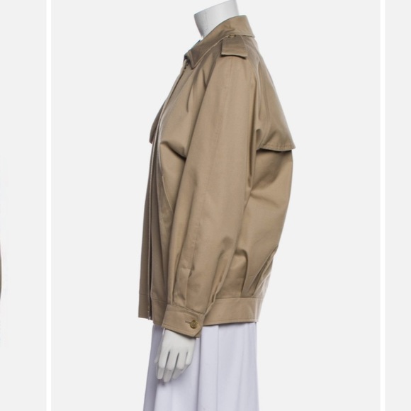 Vintage Burberry London Utility Jacket Full Zip Olive Green Linen Womens… - Picture 3 of 15